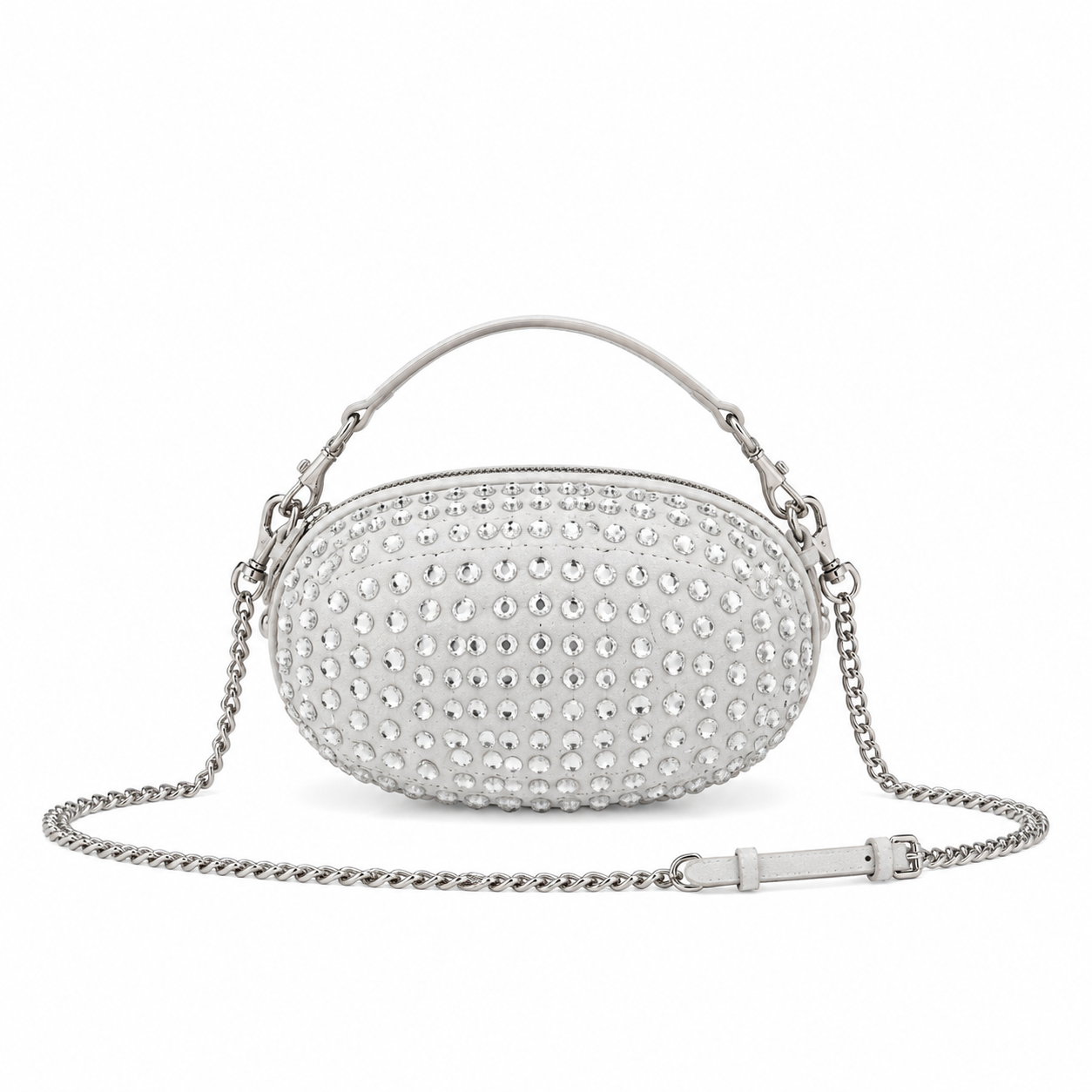 Crystal-Embellished Mini Oval Crossbody Bag